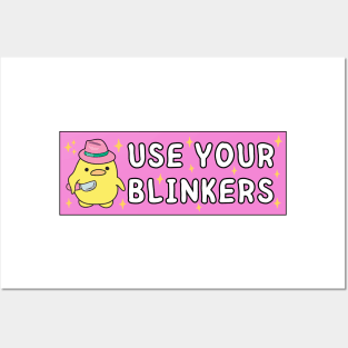 Use Your Blinkers, Cute Duck, Funny Meme Bumper Posters and Art